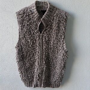 Sweater Vest‎ Front Zip by era era Cotton Blend Size L Fall School Office Chunky